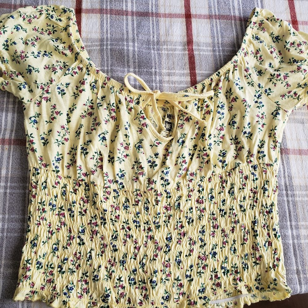 PACSUN Yellow Floral Crop Top